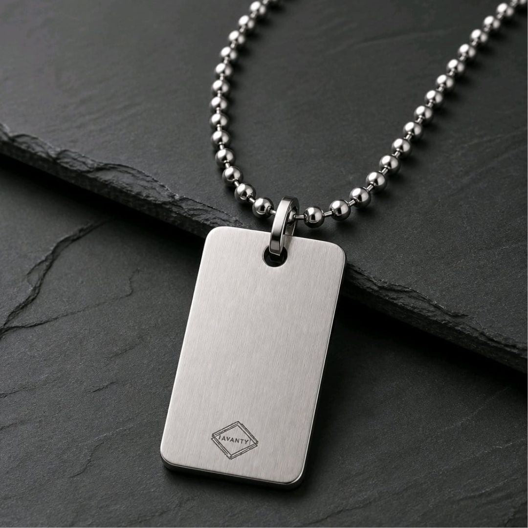 Colgante de Acero con Placa Mediana para Grabar