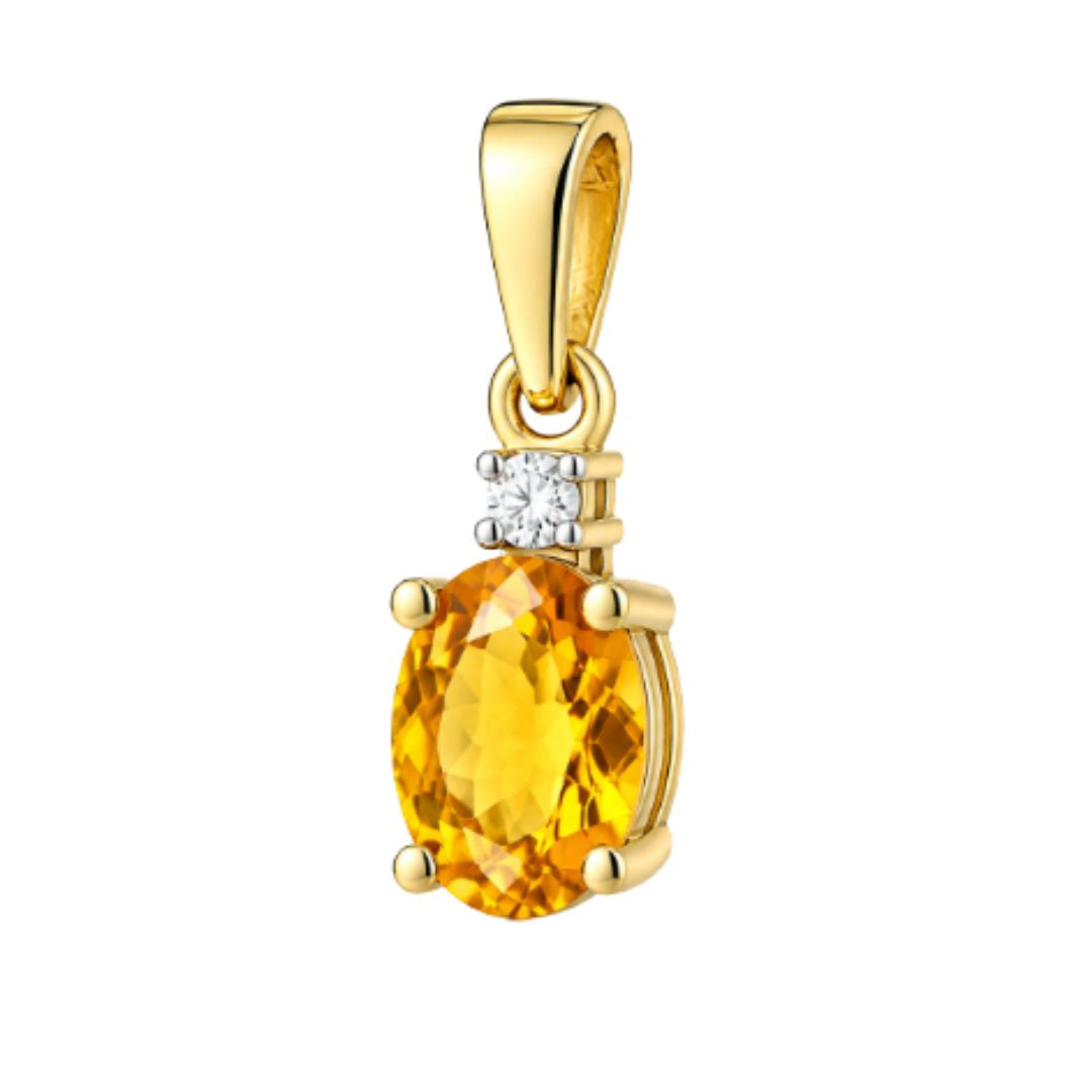 Collar de Citrino y Diamante en Oro de 14K