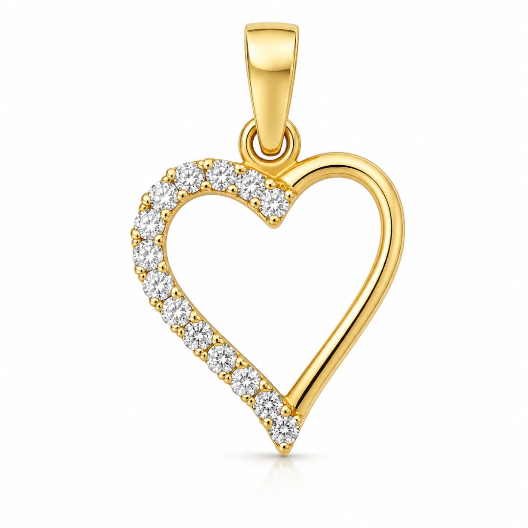 Colgante de Oro 18K Corazón con Circonitas Blancas