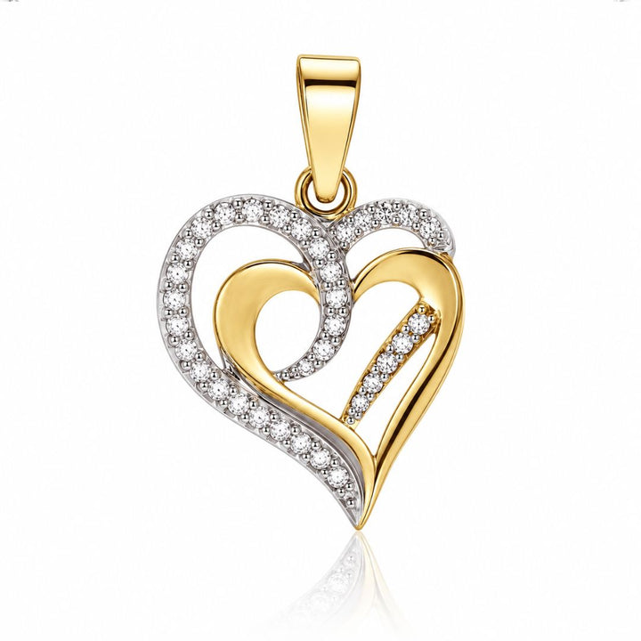 Colgante de Oro 18k con Circonitas Blancas en Forma de Corazones