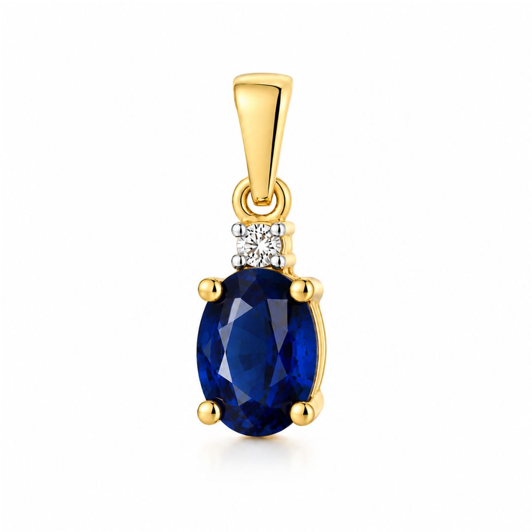 Colgante de Zafiro y Diamante en Oro de 14K
