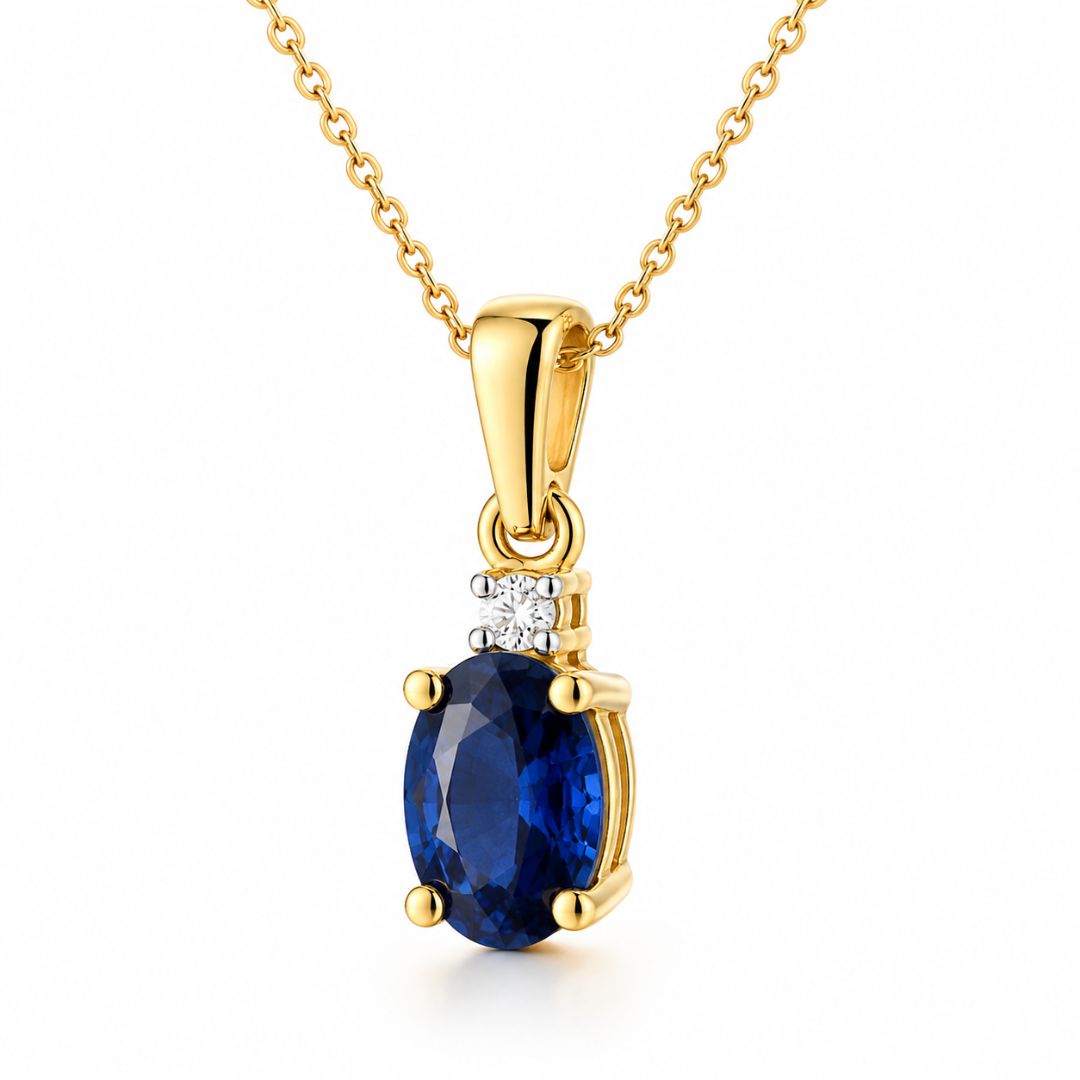Colgante de Zafiro y Diamante en Oro de 14K