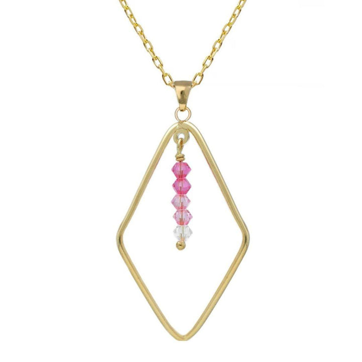 Collar Anya Rombo con Cristales Fucsia en Plata de Ley bañada en Oro · Victoria Cruz