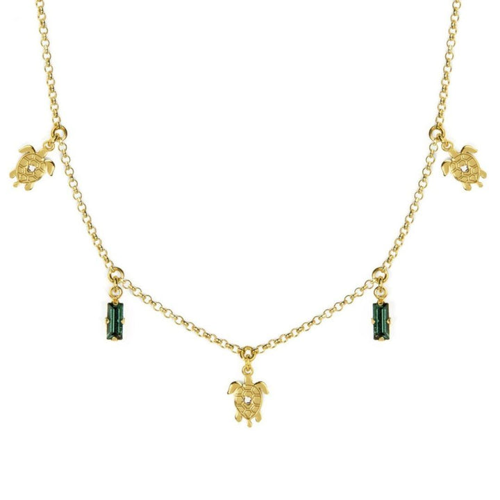 Collar Tortuga Cristal Esmeralda en Plata bañada en Oro 18K – Victoria Cruz