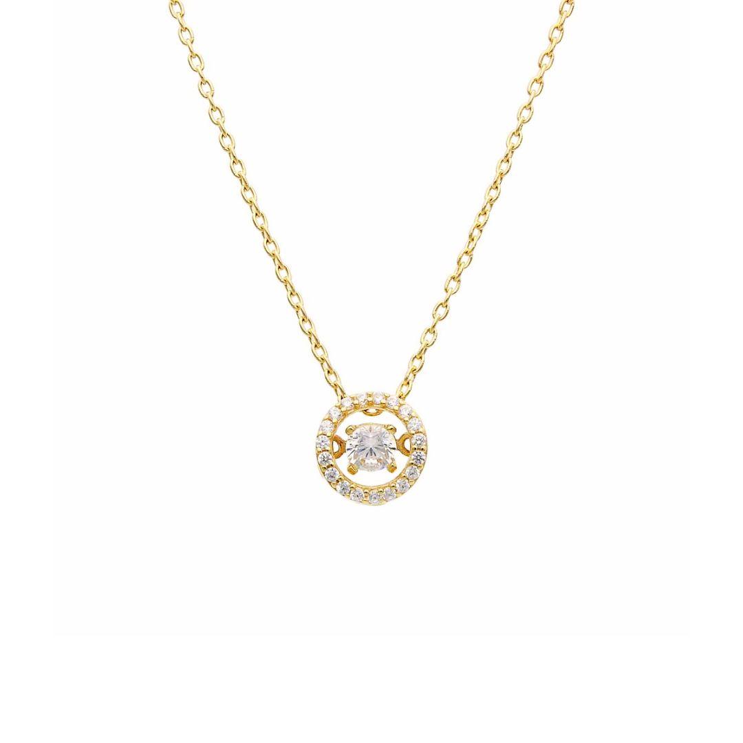 Collar Corto Oro 18K Círculo de Luz con Circonitas