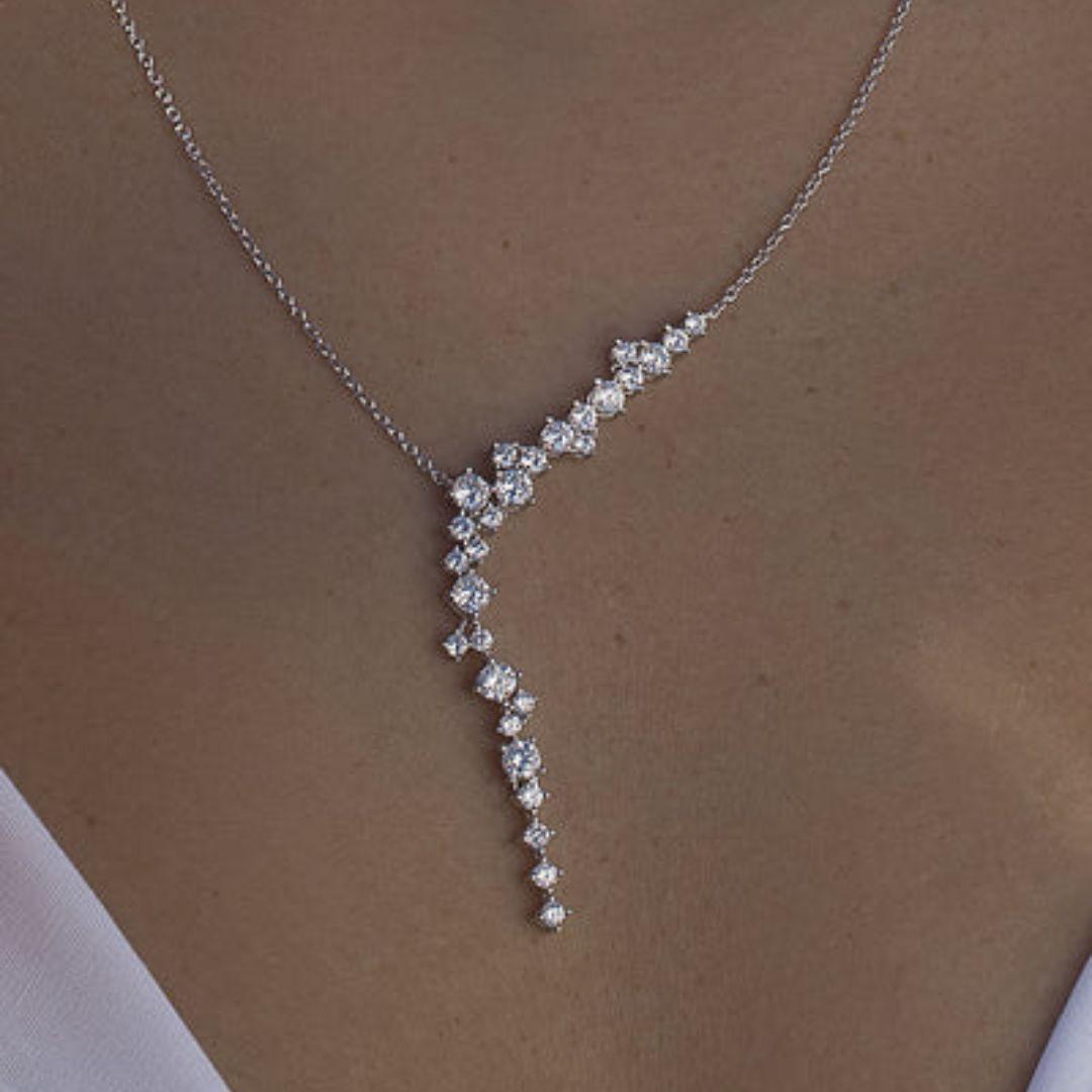 Gargantilla Plata 925 con Circonitas en Cascada – Elegancia Sofisticada para Novia y Eventos