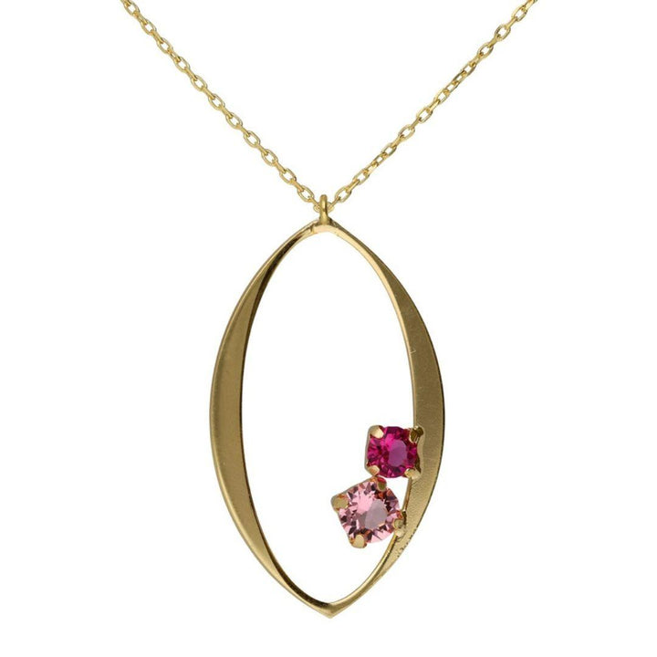 Collar con cristales rosas en Plata baño Oro · Victoria Cruz