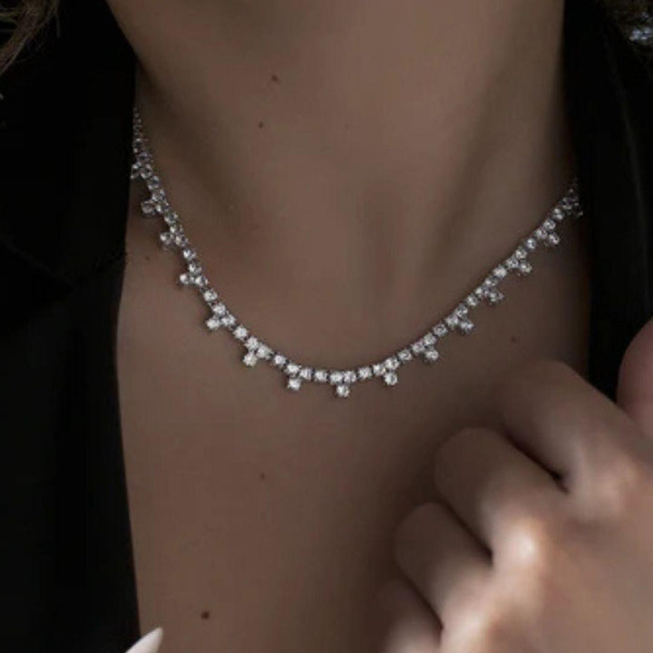 Collar corto de circonitas blancas ideal de Novia, fiesta para mujer