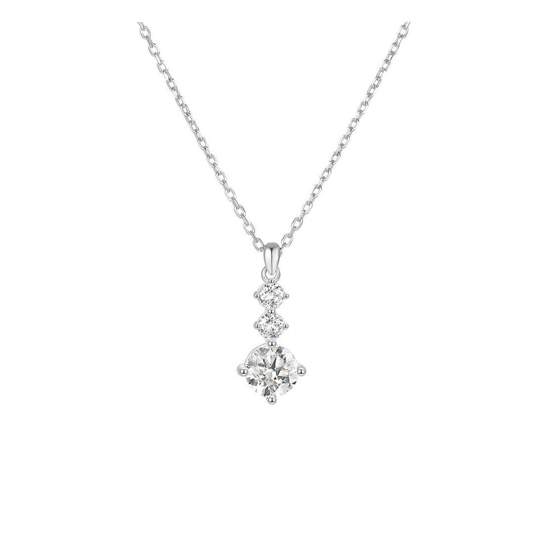 Collar corto y fino de plata chapada con oro y circonitas
