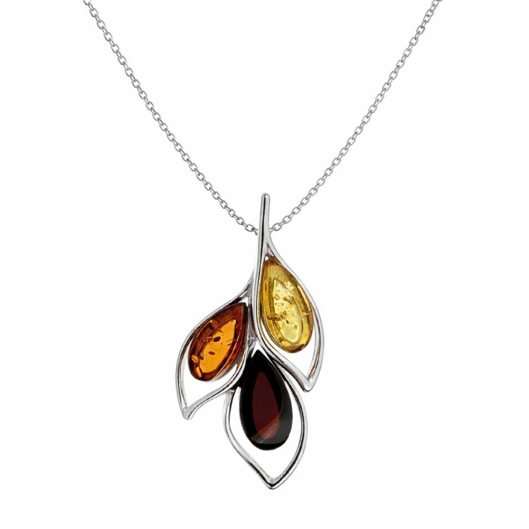 Collar de Cadena Corta 45 cm en Plata de Ley con Ámbar Natural