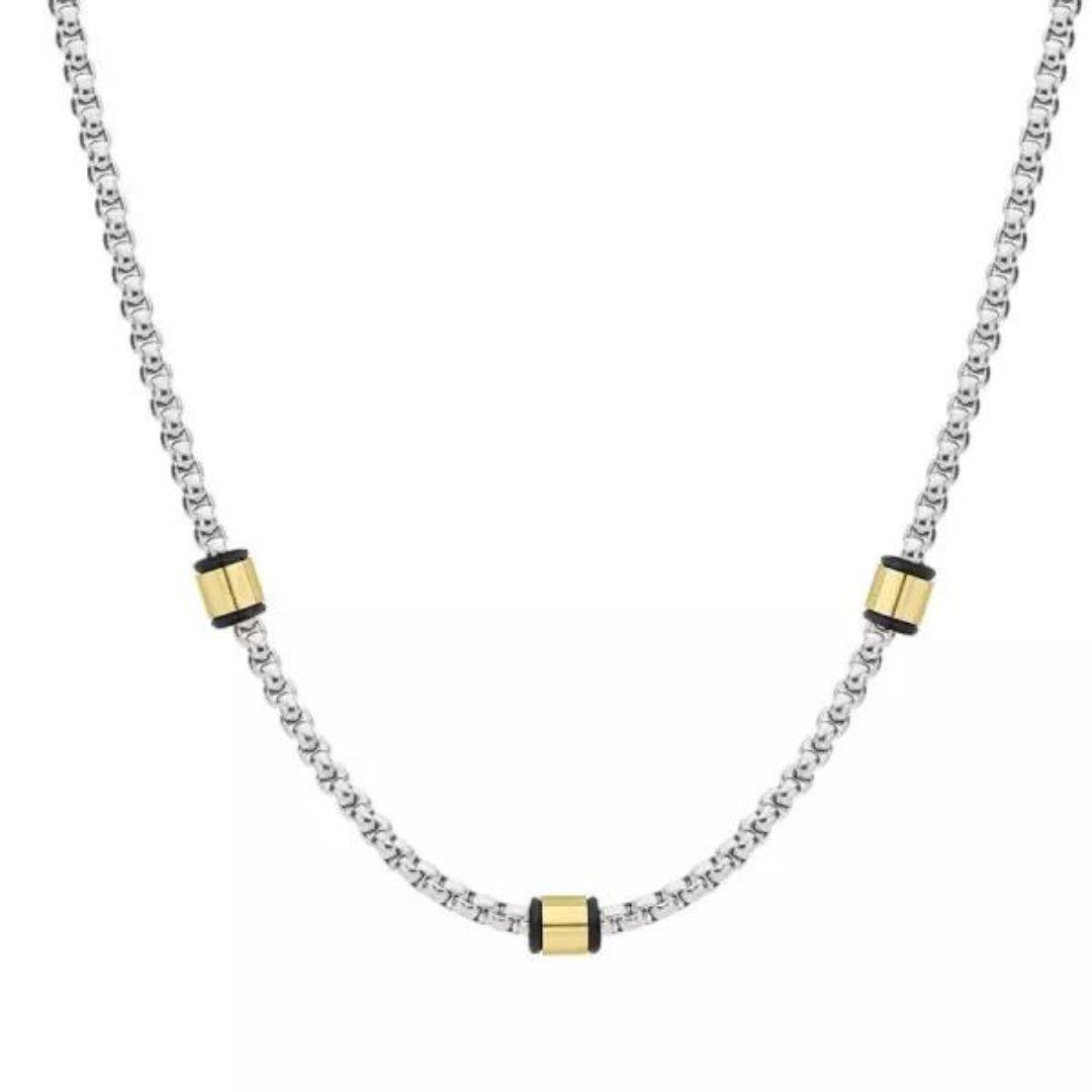 Collar de cadena para hombre con dijes de acero inoxidable