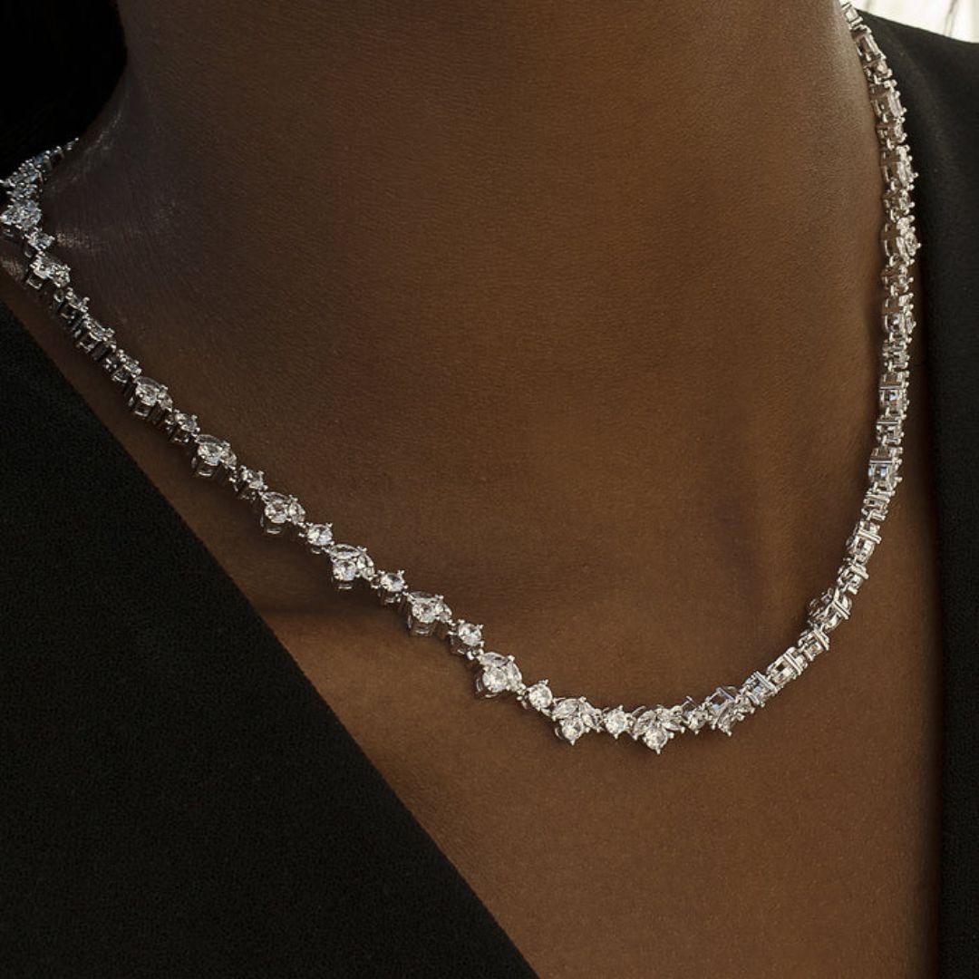 Collar de Plata de Ley 925 con Circonitas Blancas – Elegancia y Brillo para Novia y Eventos