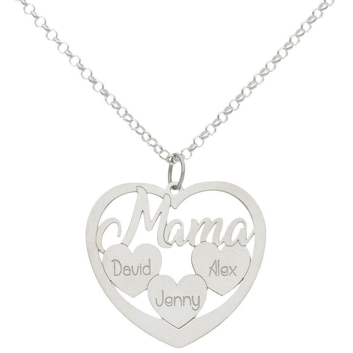 Collar de plata personalizado MAMA Y 3 CORAZONES