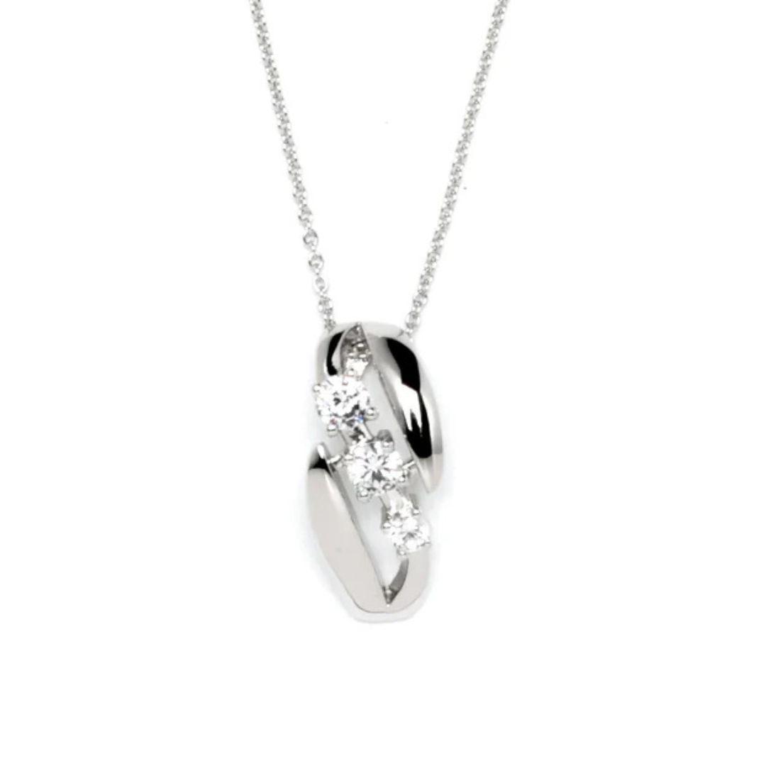 Collar ovalado con tres circonitas de plata elegante y original para mujer