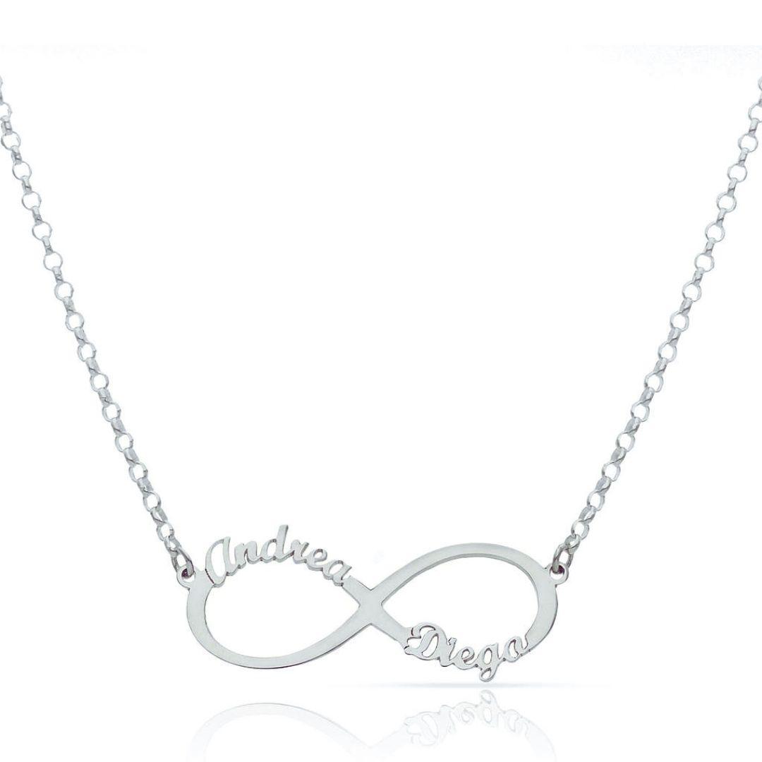 Collar personalizado de plata INFINITO con dos nombres