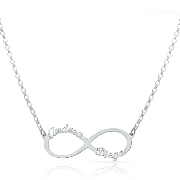 Collar personalizado de plata INFINITO con dos nombres