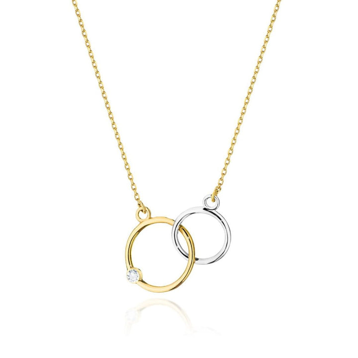 Collar Círculos Entrelazados de Oro de 14K con Diamante