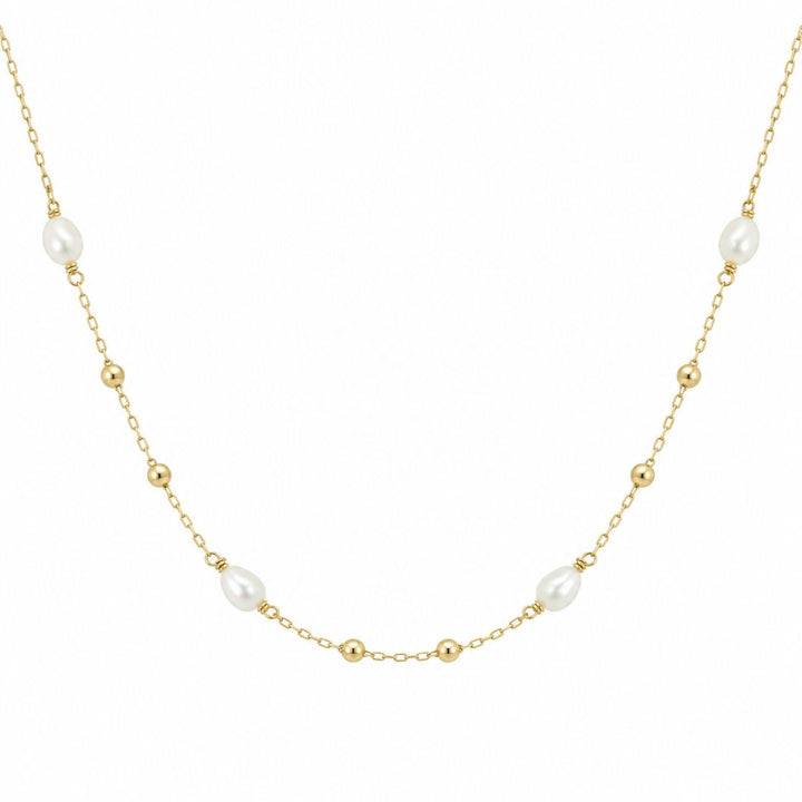 Collar Fino de Oro 9K con Perlas Cultivadas y Bolitas