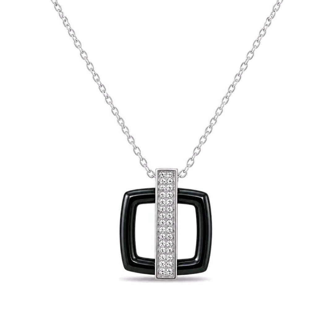 Collar Geométrico Negro con Circonitas