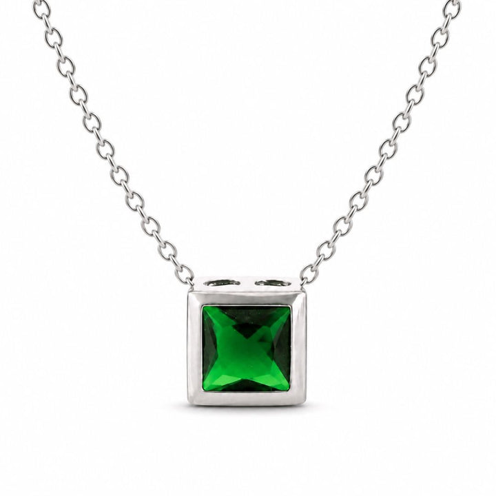 Collar Geométrico con Cristal Cuadrado
