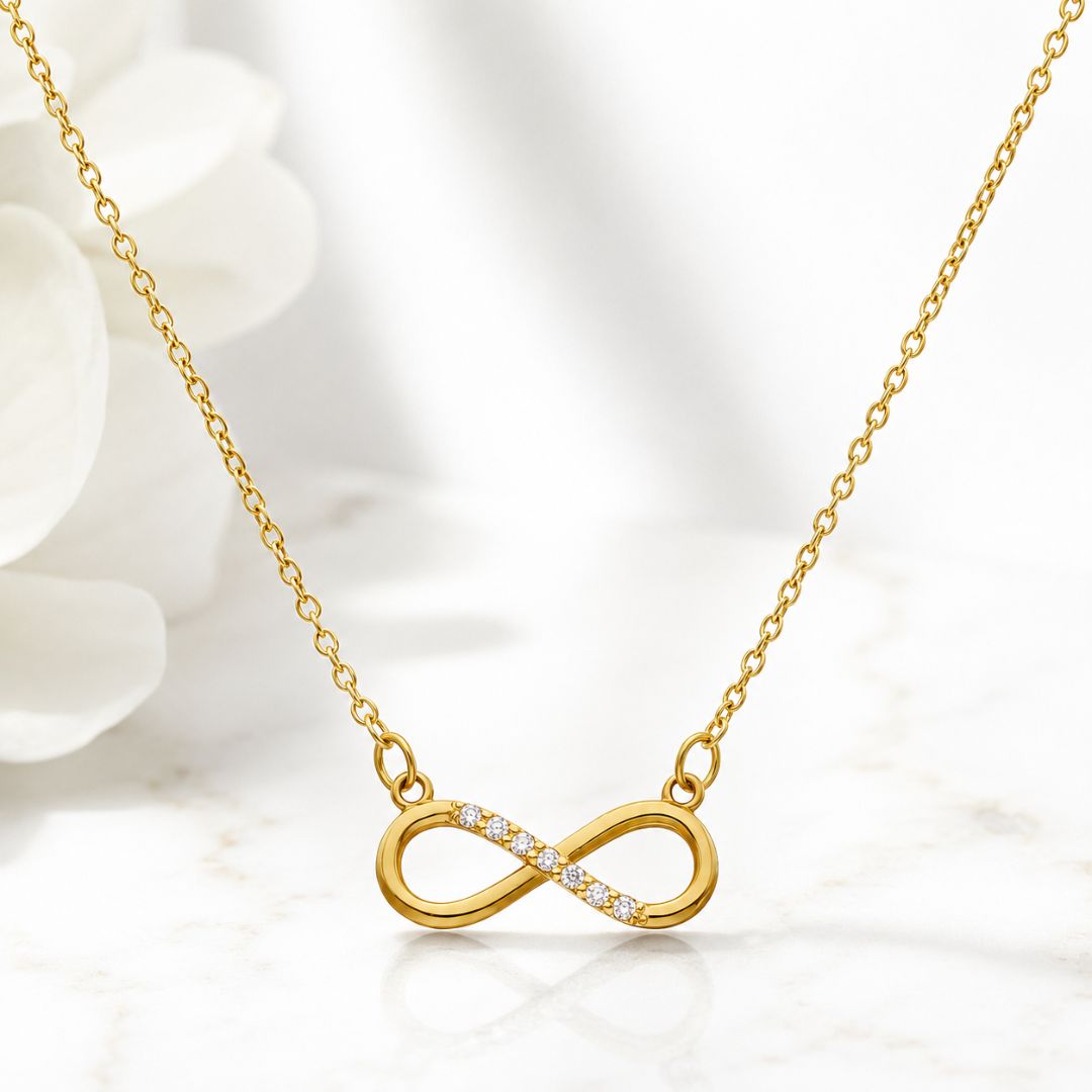 Collar Infinito Oro Amarillo 18K con Circonitas