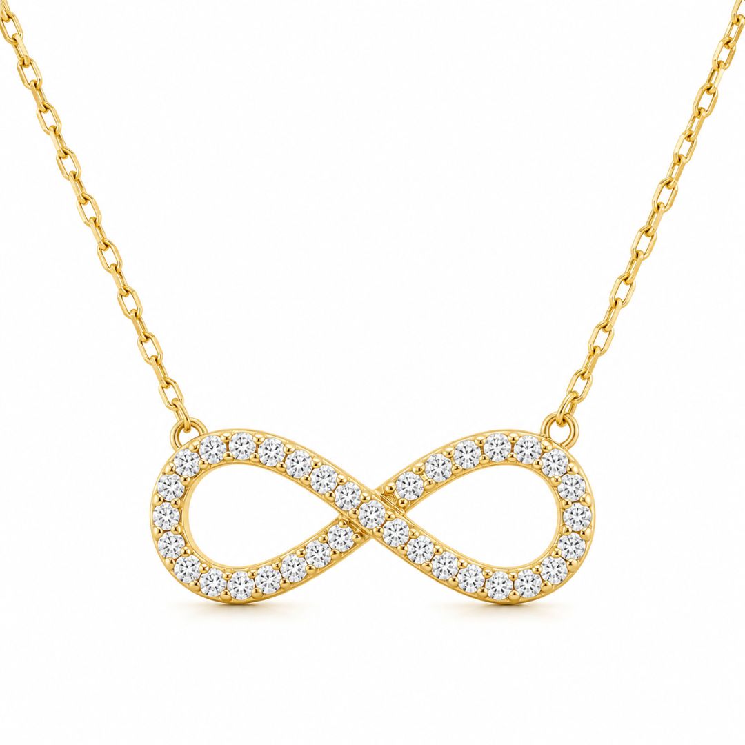 Collar Infinito de Oro 18K con Circonitas
