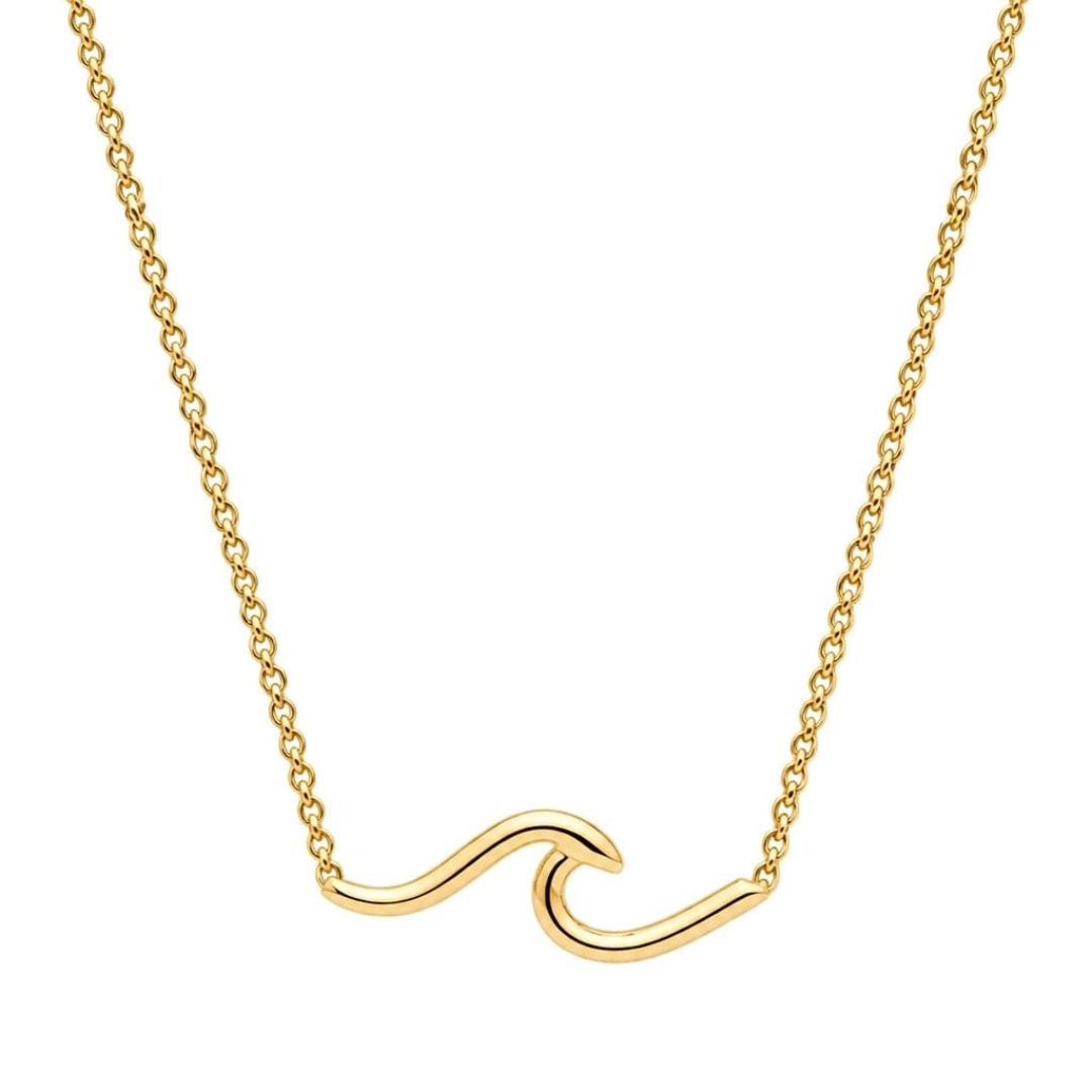 Collar Minimalista de Acero Dorado Ola del Mar