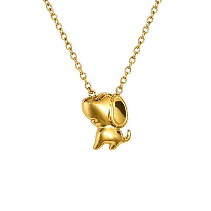 Collar Minimalista de Acero Dorado con Colgante Perrito