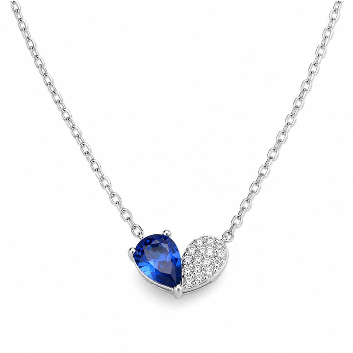 Collar Sovrani de Plata de Ley 925 con Diseño de Pétalos y Piedra Azul