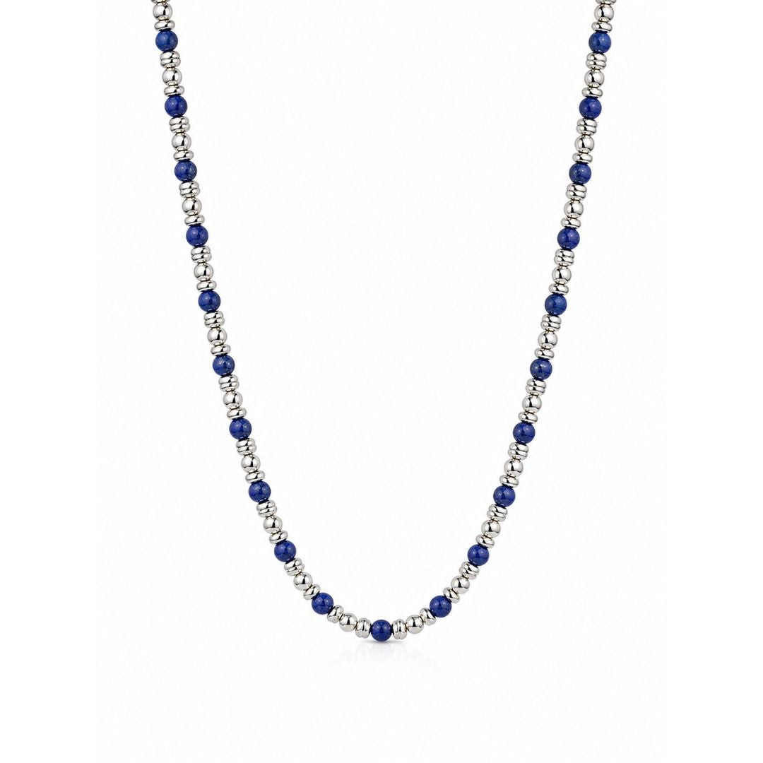 Collar de Acero para Hombre con Bolitas Azul Marino