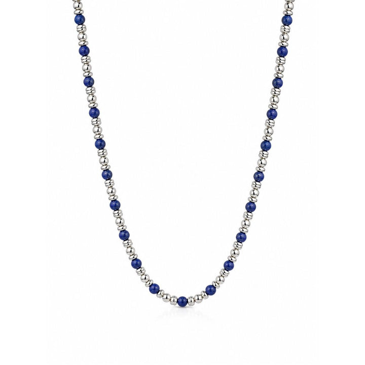 Collar de Acero para Hombre con Bolitas Azul Marino