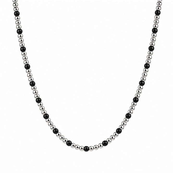 Collar de Acero para Hombre con Bolitas Negras