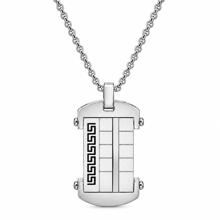 Collar de Acero para Hombre con Colgante de Placa Geométrica