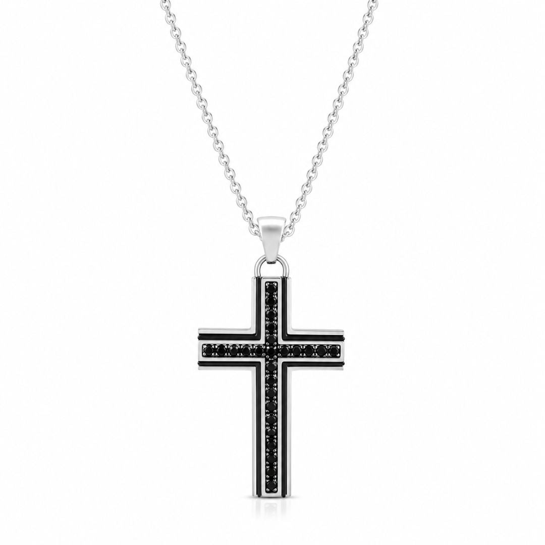 Collar de Acero para Hombre con Cruz de Estilo Moderno
