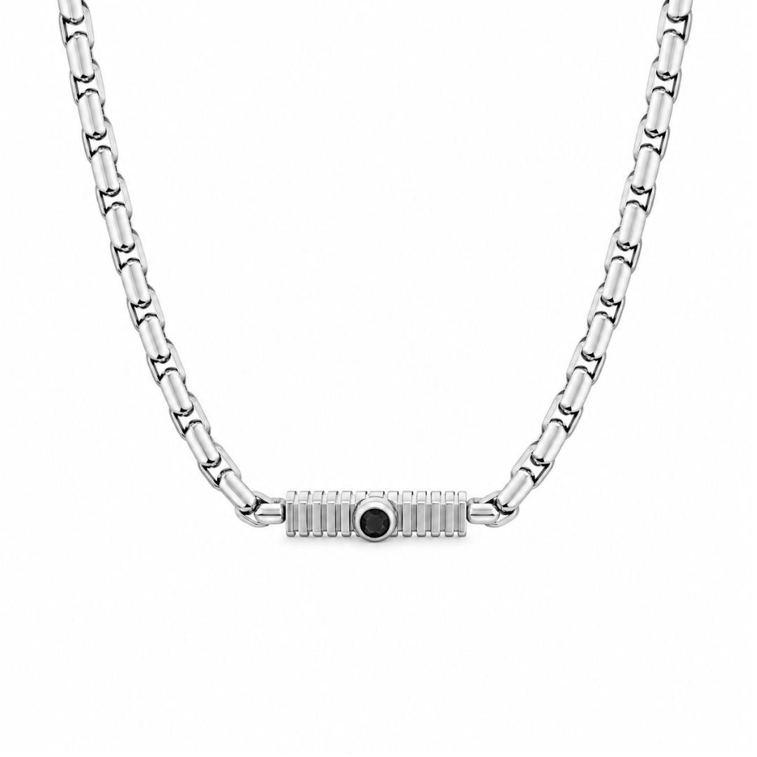 Collar de Acero para Hombre de Cadena Gruesa con Detalle Negro