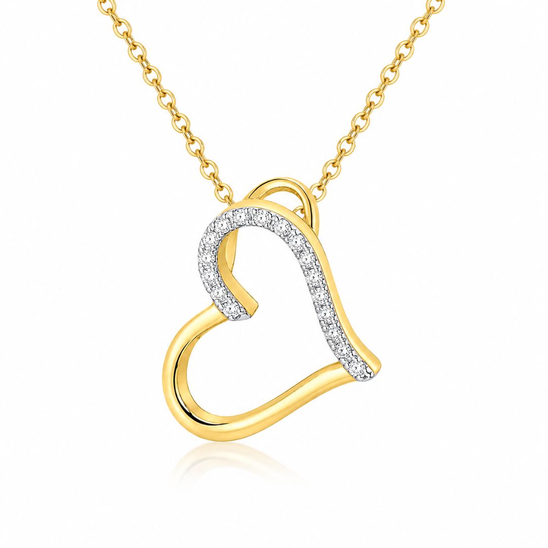 Colgante de Corazón con Diamantes en Oro de 14K