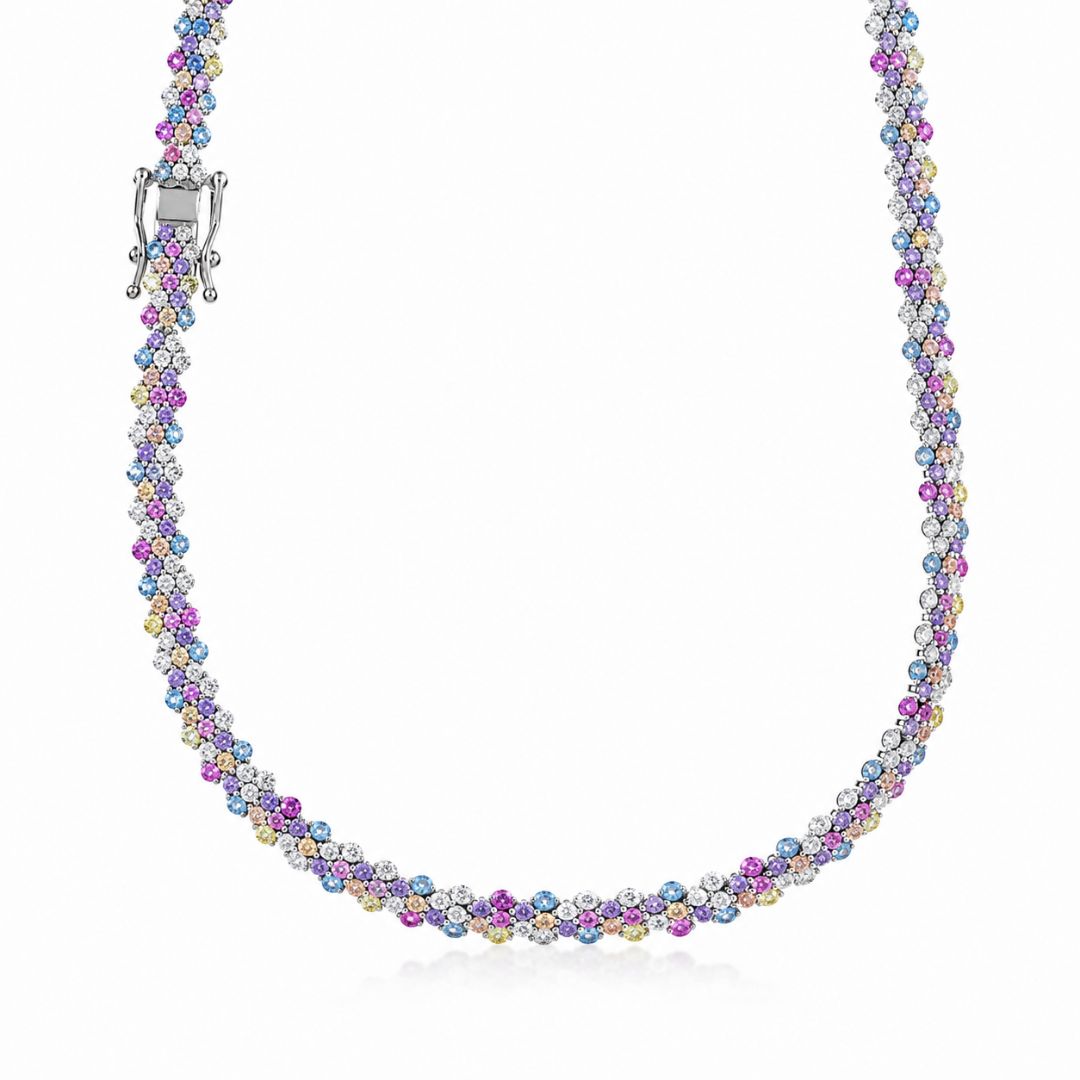 Collar de Plata 925 con Circonitas Multicolor – Elegancia y Color