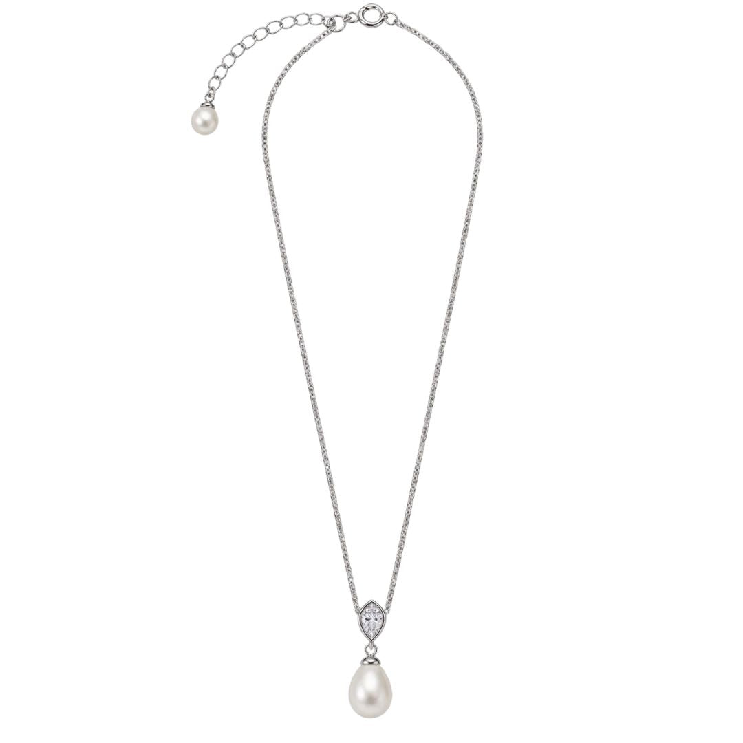 Collar de Plata con Perla 10 × 12 mm y Circonita
