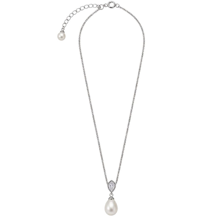 Collar de Plata con Perla 10 × 12 mm y Circonita