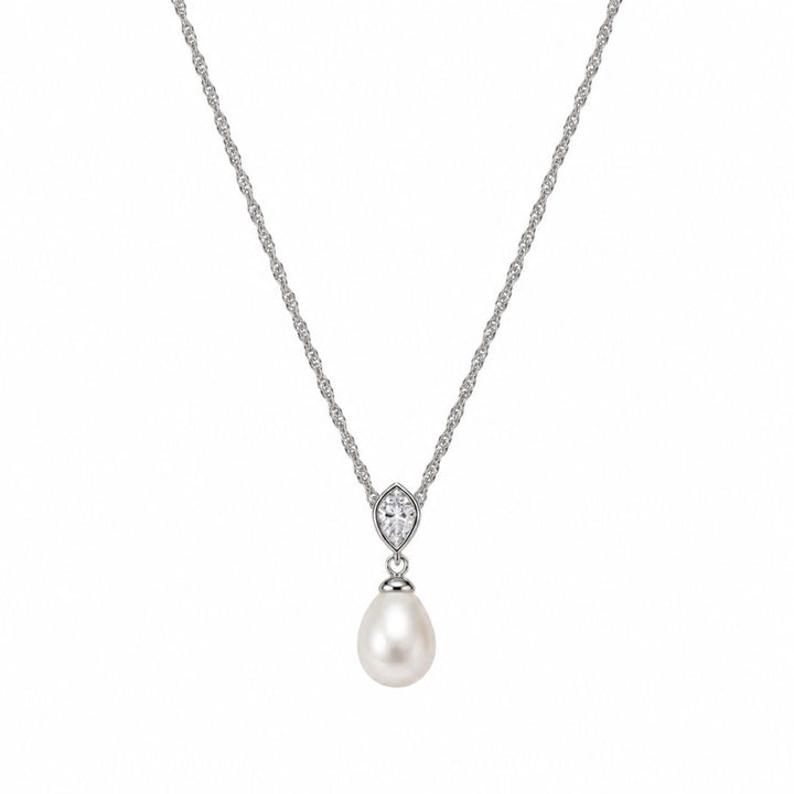 Collar de Plata con Perla 10 × 12 mm y Circonita