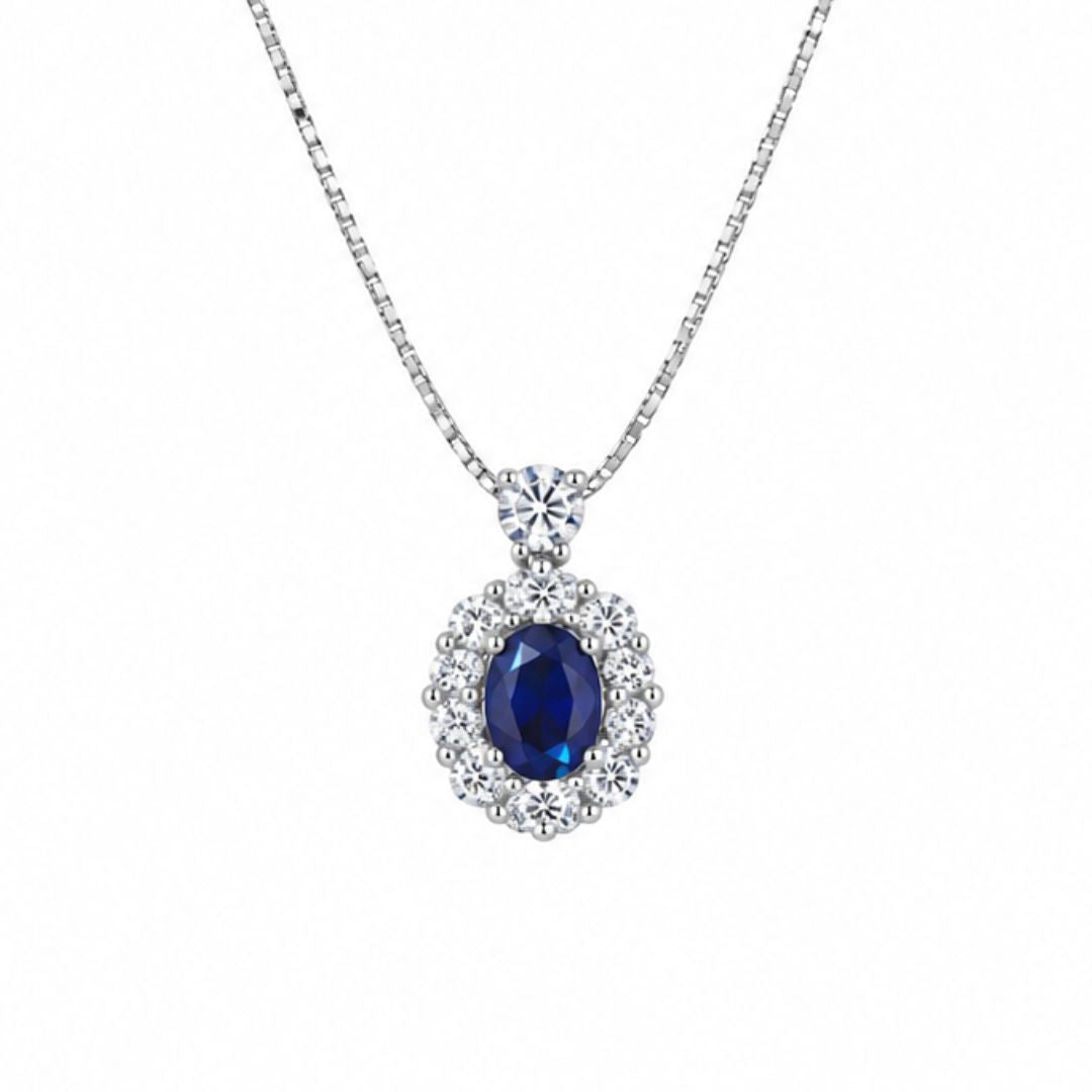 Collar de Plata con Piedra Azul y Circonitas