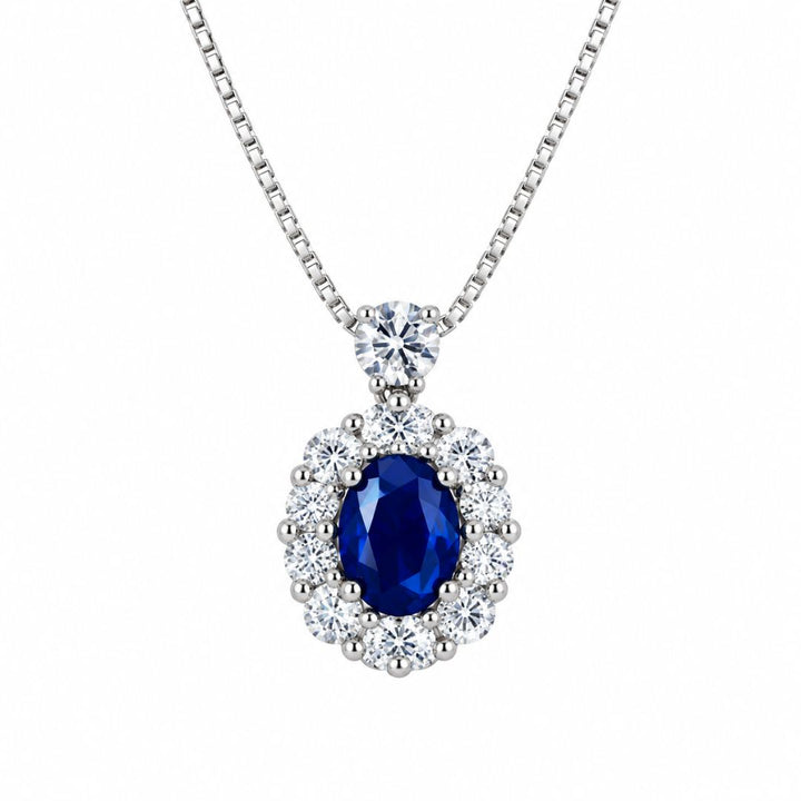 Collar de Plata con Piedra Azul y Circonitas