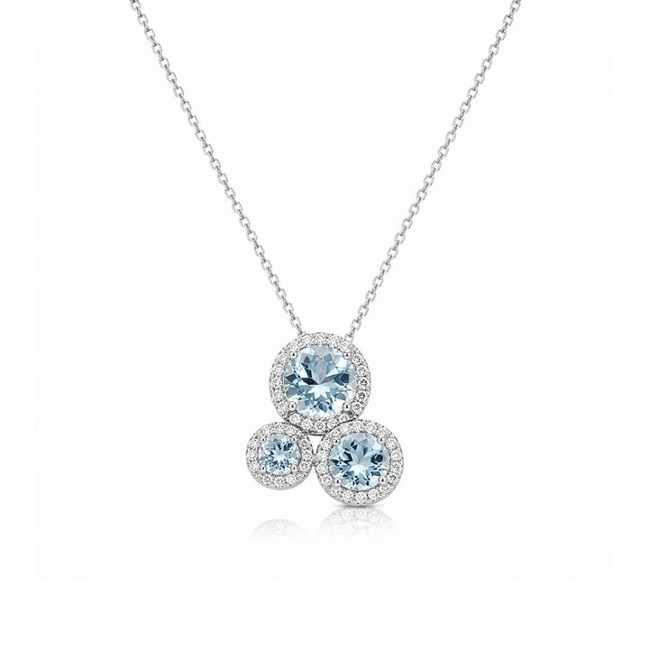 Collar de Plata de Ley 925 con Circonitas Aguamarina