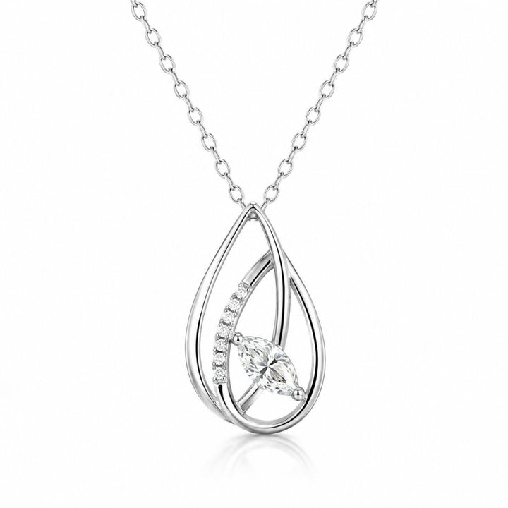 Collar de Plata de Ley 925 con Circonitas Diseño Gota 42 cm