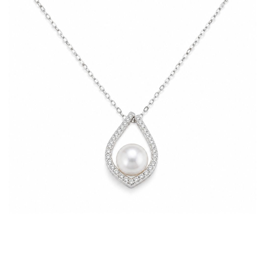 Collar de Plata de Ley 925 con Perla Cultivada y Circonitas