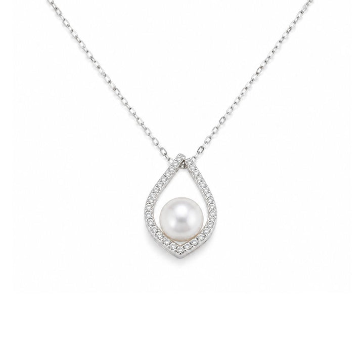 Collar de Plata de Ley 925 con Perla Cultivada y Circonitas