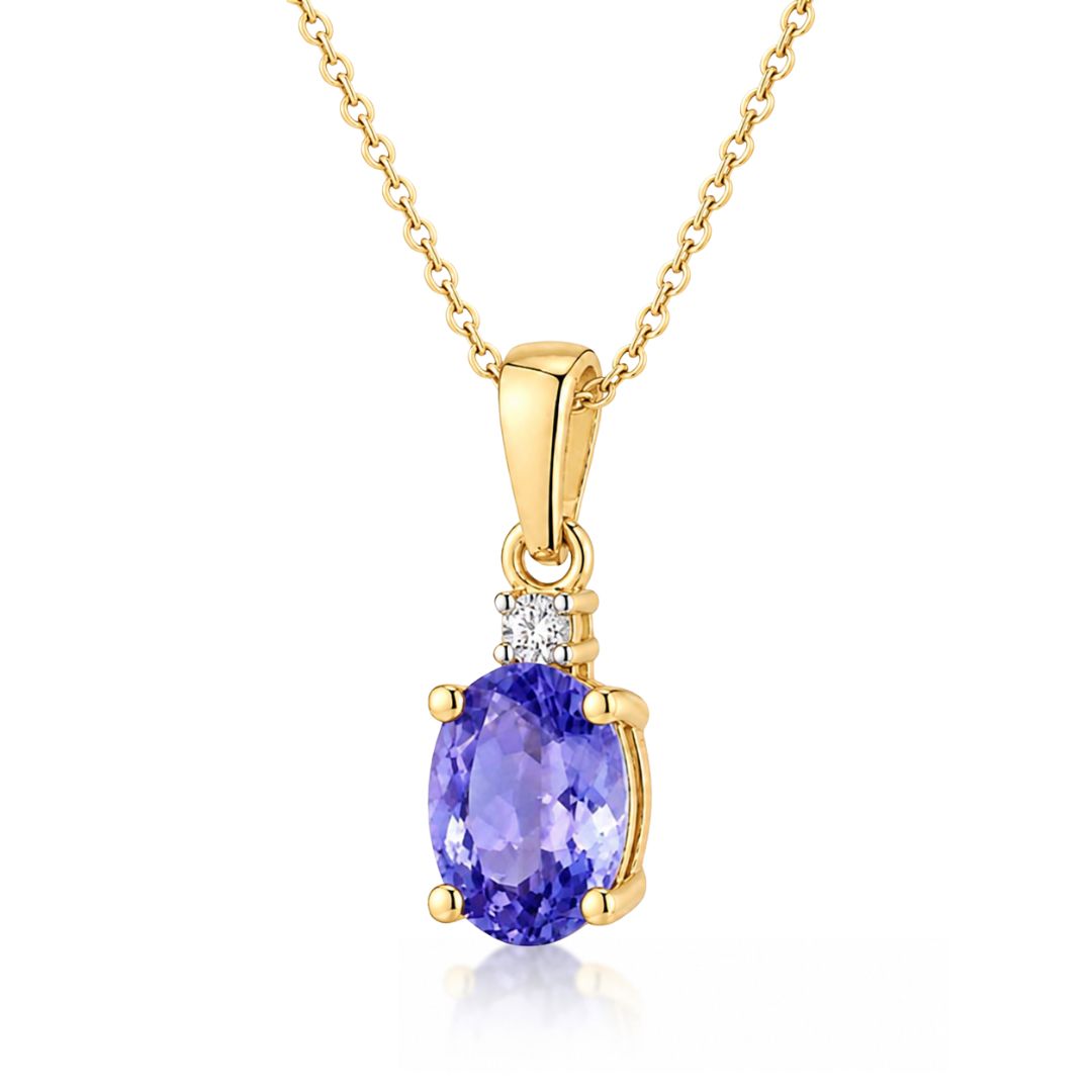Collar de Tanzanita y Diamante en Oro de 14K