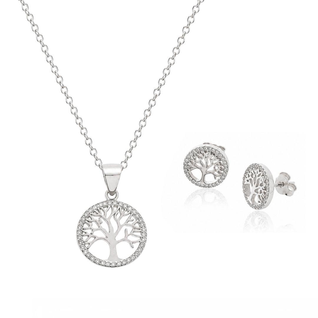 Conjunto Árbol de la Vida en Plata de Ley 925 – Elegancia simbólica con brillo atemporal