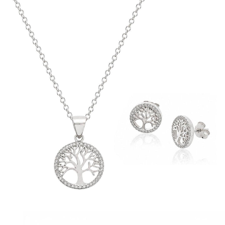 Conjunto Árbol de la Vida en Plata de Ley 925 – Elegancia simbólica con brillo atemporal