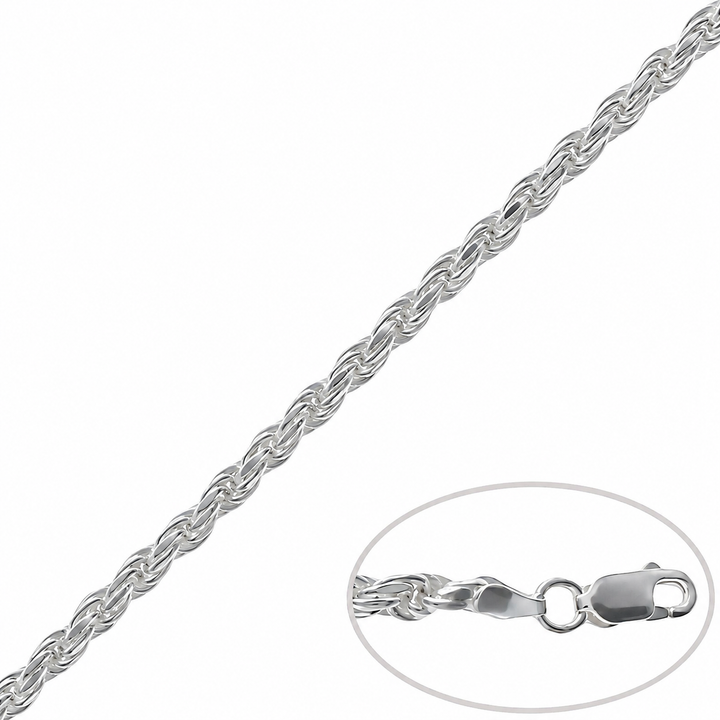 Cadena Tipo Cordón de Plata 925 Maciza de 3,5 mm – Diseño Macizo, Resistente y Elegante